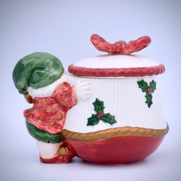 Fitz & Floyd Vintage Old World Elf Creamer Sugar Bowl Set Earthenware Christmas - Picture 12 of 16